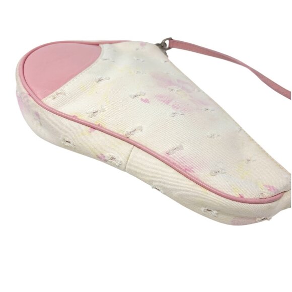 Christian Dior Vintage 2003 Distressed Floral Denim Mini Saddle Bag [106219] - Picture 8 of 15